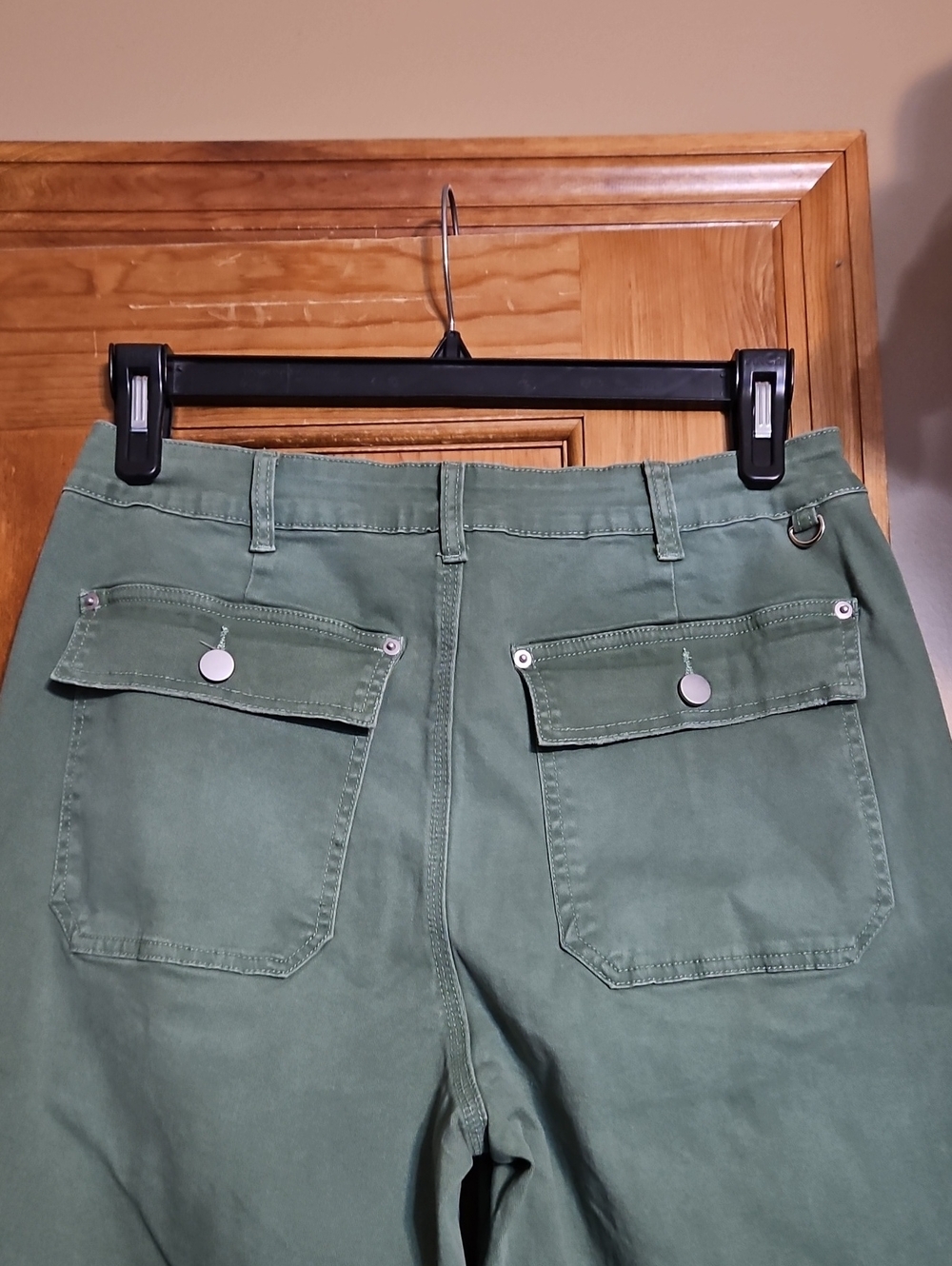 Flamingals High-Rise Wide-Leg Green Utility Cropped Jeans-NWT - Picture 6 of 9